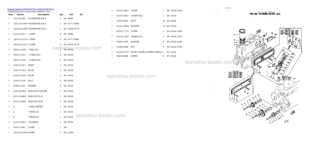 Komatsu 4d130-1d s/n 10544-up Parts catalog cover Page 7 Komatsu 4d130-1d s/n 10544-up Parts catalog cover Page 7