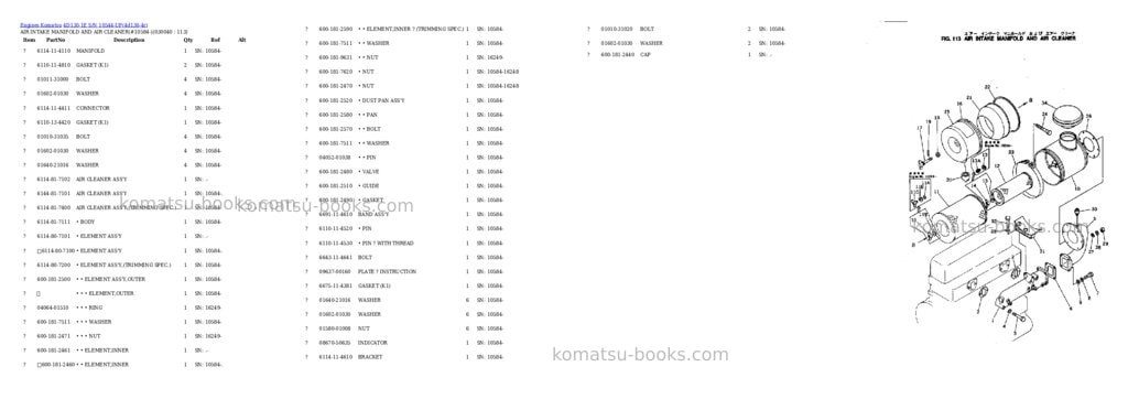 Komatsu 4D130-1E S/N 10544-UP Parts catalog cover Page 3 Komatsu 4D130-1E S/N 10544-UP Parts catalog cover Page 3