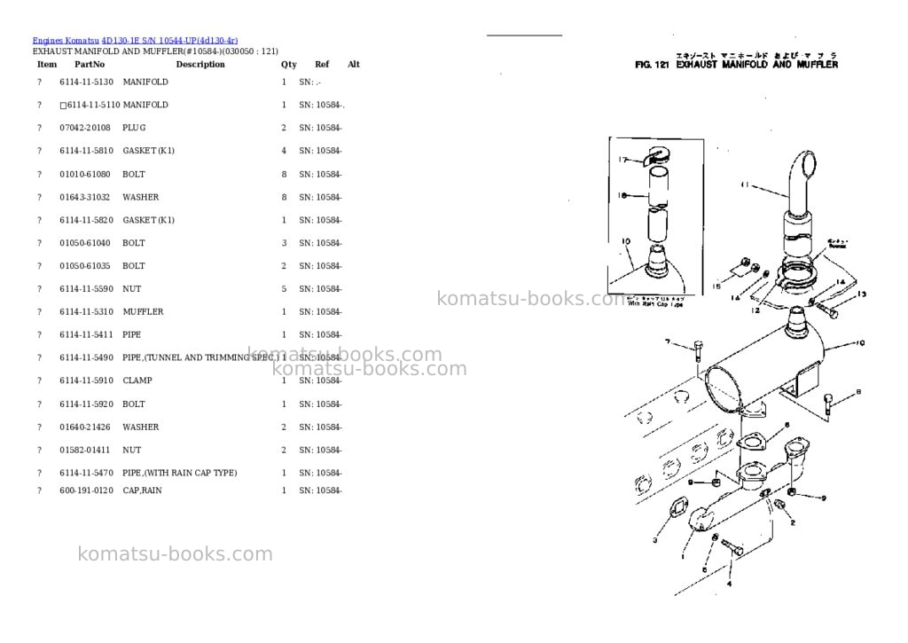 Komatsu 4D130-1E S/N 10544-UP Parts catalog cover Page 4 Komatsu 4D130-1E S/N 10544-UP Parts catalog cover Page 4