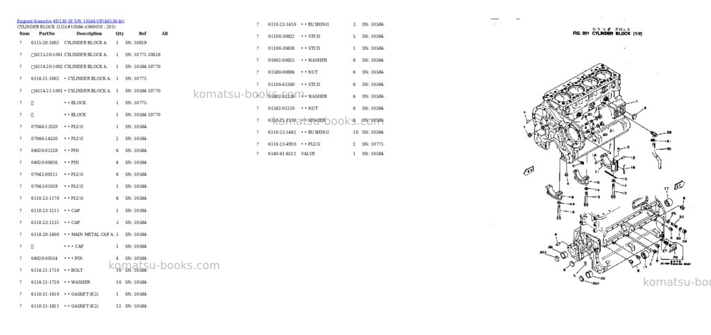 Komatsu 4D130-1E S/N 10544-UP Parts catalog cover Page 6 Komatsu 4D130-1E S/N 10544-UP Parts catalog cover Page 6