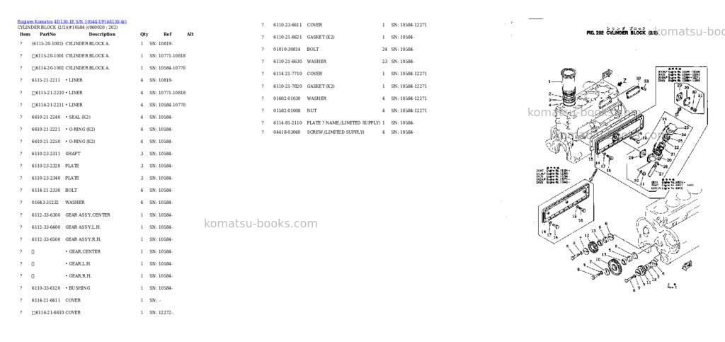Komatsu 4D130-1E S/N 10544-UP Parts catalog cover Page 7 Komatsu 4D130-1E S/N 10544-UP Parts catalog cover Page 7