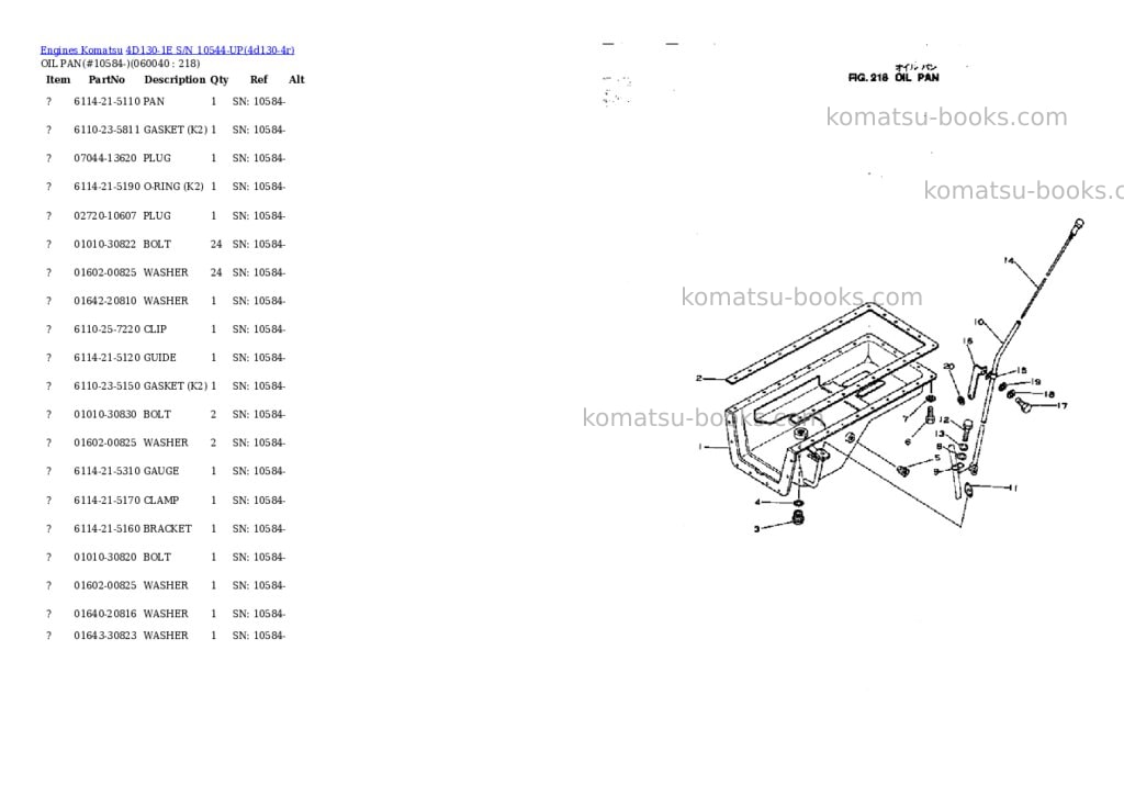 Komatsu 4D130-1E S/N 10544-UP Parts catalog cover Page 9 Komatsu 4D130-1E S/N 10544-UP Parts catalog cover Page 9