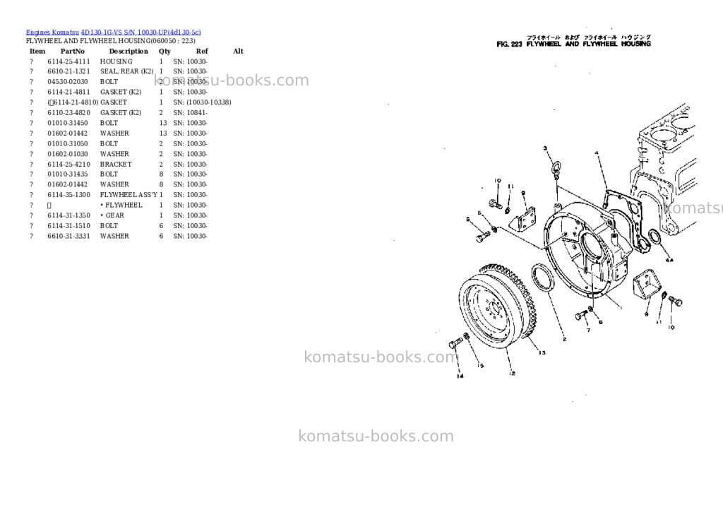 Komatsu 4D130-1G-VS S/N 10030-UP Parts catalog cover Page 10 Komatsu 4D130-1G-VS S/N 10030-UP Parts catalog cover Page 10