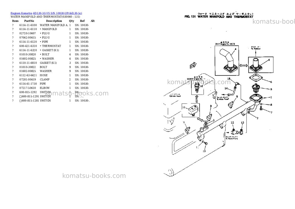 Komatsu 4D130-1G-VS S/N 10030-UP Parts catalog cover Page 5 Komatsu 4D130-1G-VS S/N 10030-UP Parts catalog cover Page 5