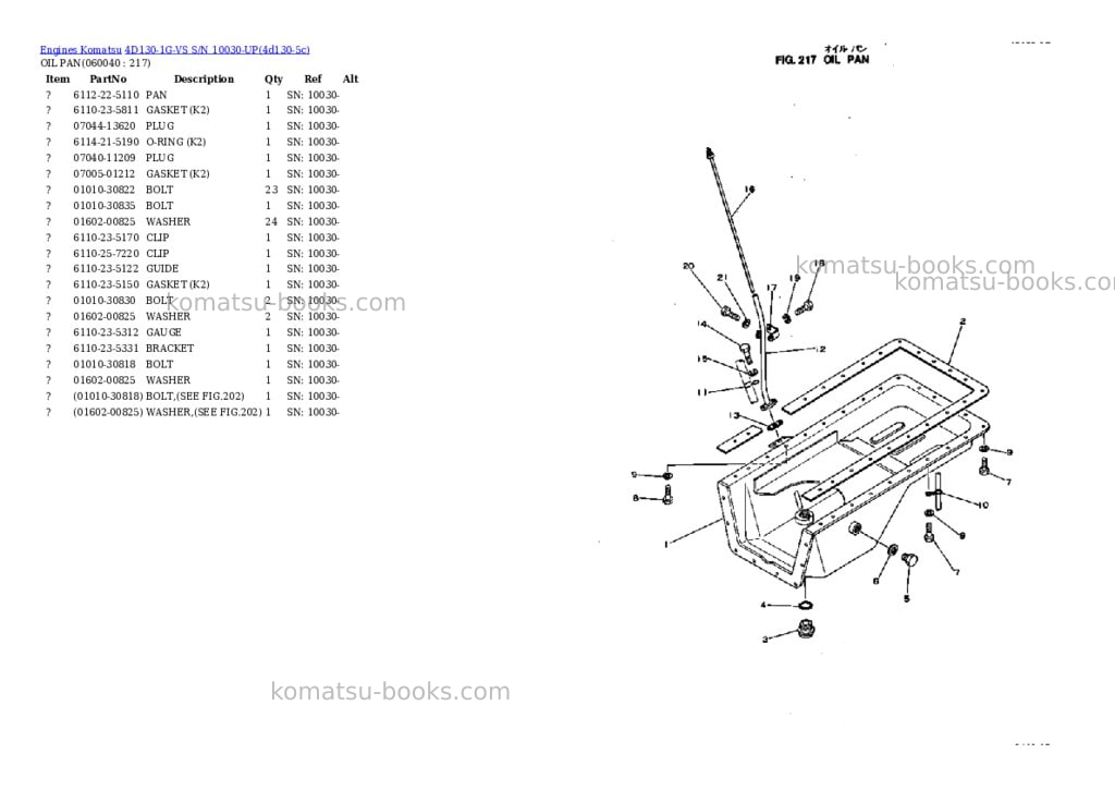 Komatsu 4D130-1G-VS S/N 10030-UP Parts catalog cover Page 9 Komatsu 4D130-1G-VS S/N 10030-UP Parts catalog cover Page 9