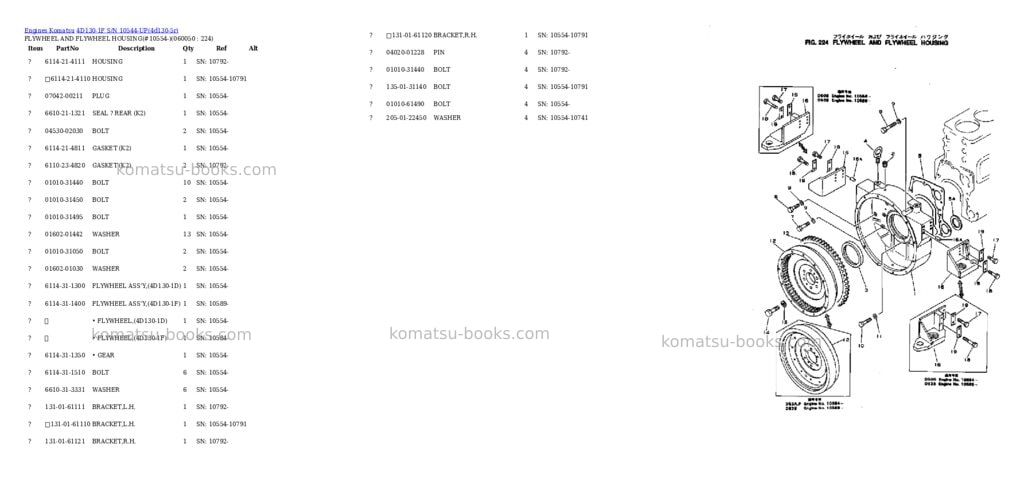 Komatsu 4d130-1f s/n 10544-up Parts catalog cover Page 10