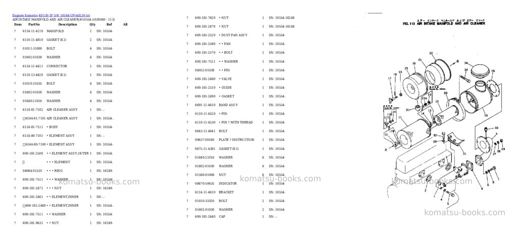 Komatsu 4d130-1f s/n 10544-up Parts catalog cover Page 3