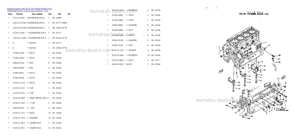 Komatsu 4d130-1f s/n 10544-up Parts catalog cover Page 6
