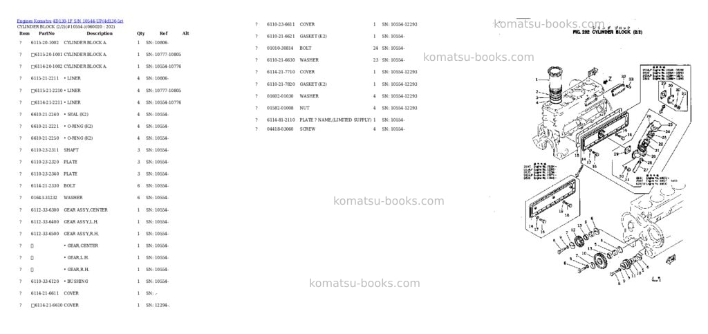 Komatsu 4d130-1f s/n 10544-up Parts catalog cover Page 7