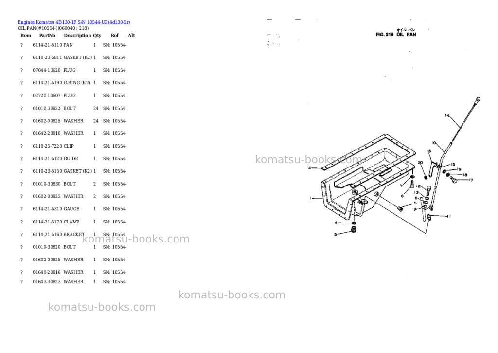 Komatsu 4d130-1f s/n 10544-up Parts catalog cover Page 9
