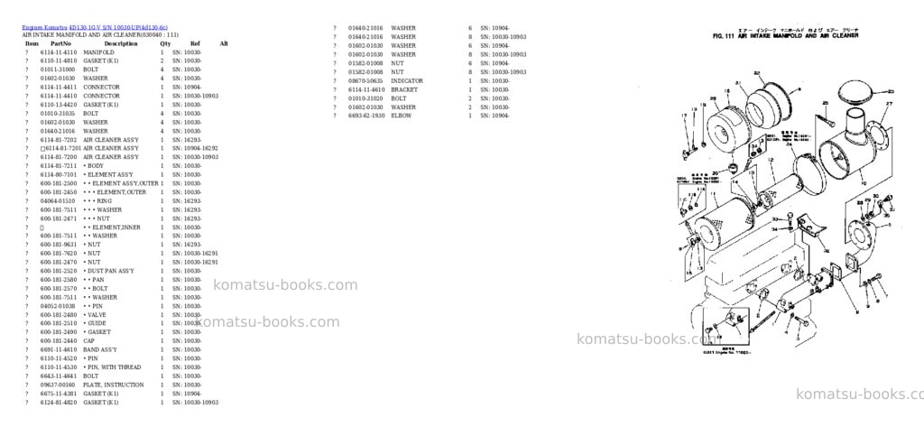 Komatsu 4D130-1G-V S/N 10030-UP Parts catalog cover Page 3 Komatsu 4D130-1G-V S/N 10030-UP Parts catalog cover Page 3