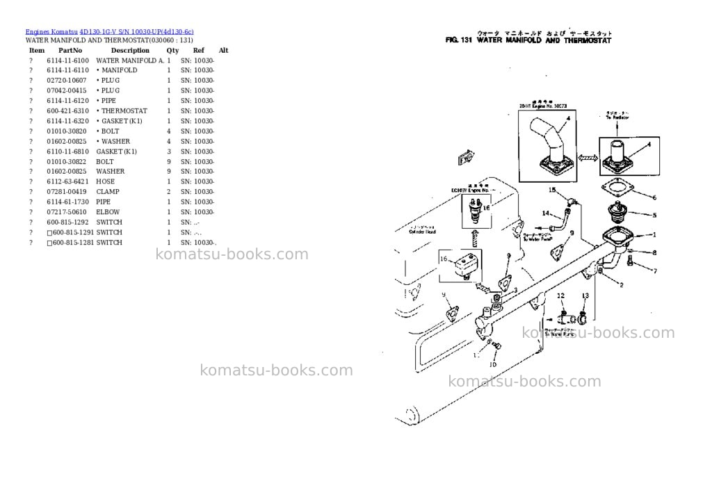 Komatsu 4D130-1G-V S/N 10030-UP Parts catalog cover Page 5 Komatsu 4D130-1G-V S/N 10030-UP Parts catalog cover Page 5
