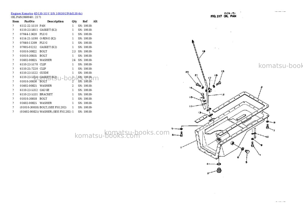 Komatsu 4D130-1G-V S/N 10030-UP Parts catalog cover Page 9 Komatsu 4D130-1G-V S/N 10030-UP Parts catalog cover Page 9