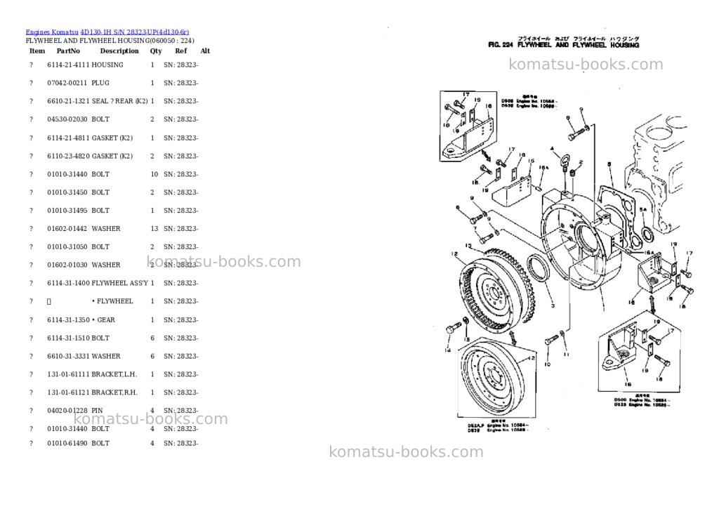 Komatsu 4d130-1h s/n 28323-up Parts catalog cover Page 10 Komatsu 4d130-1h s/n 28323-up Parts catalog cover Page 10
