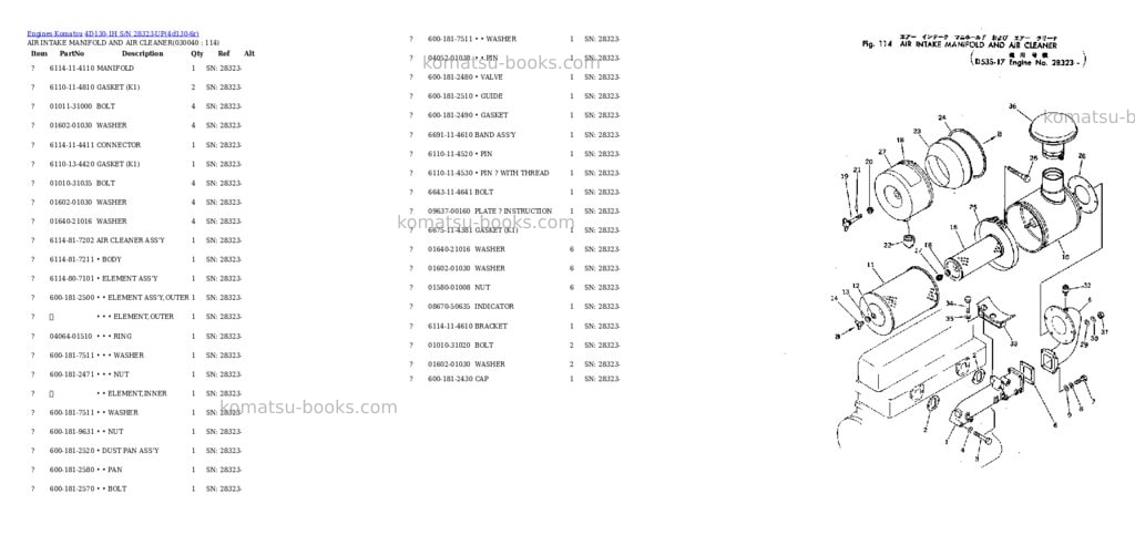 Komatsu 4d130-1h s/n 28323-up Parts catalog cover Page 3 Komatsu 4d130-1h s/n 28323-up Parts catalog cover Page 3