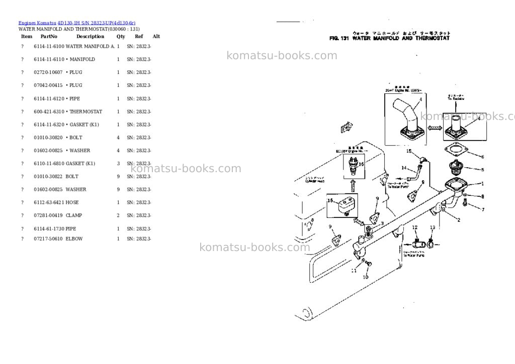 Komatsu 4d130-1h s/n 28323-up Parts catalog cover Page 5 Komatsu 4d130-1h s/n 28323-up Parts catalog cover Page 5