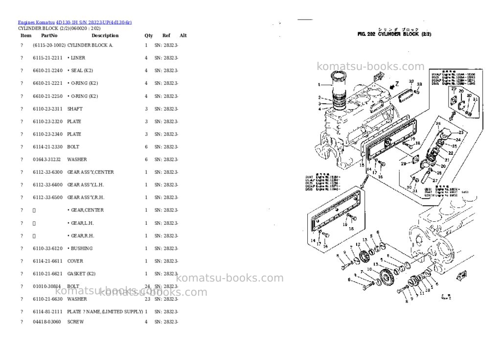 Komatsu 4d130-1h s/n 28323-up Parts catalog cover Page 7 Komatsu 4d130-1h s/n 28323-up Parts catalog cover Page 7