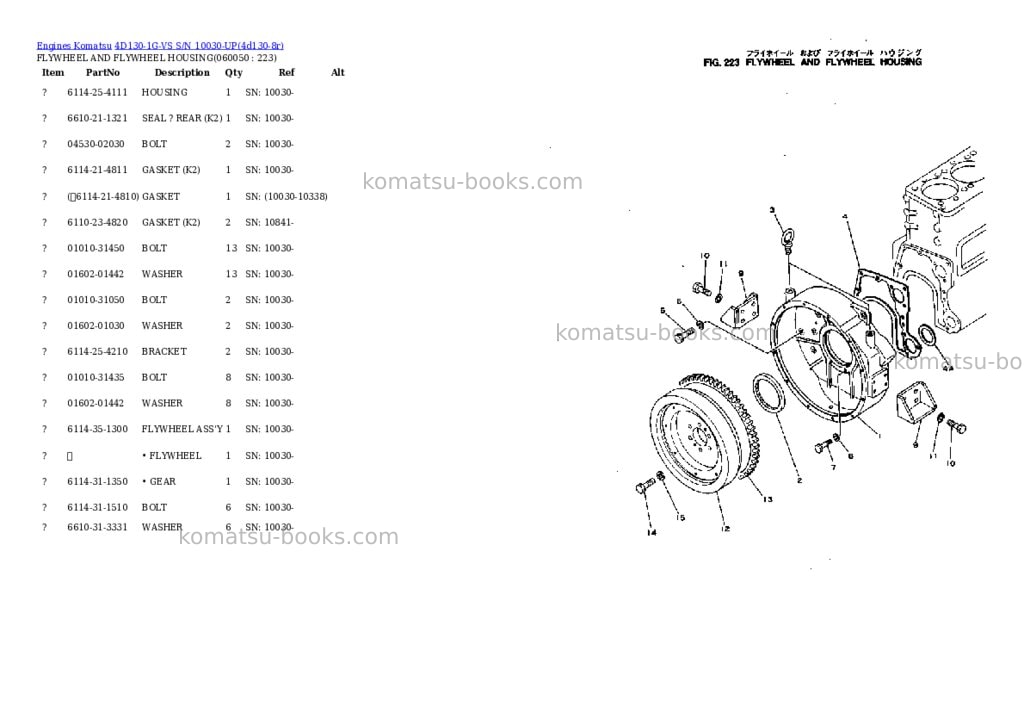 Komatsu 4d130-1g-vs s/n 10030-up Parts catalog cover Page 10 Komatsu 4d130-1g-vs s/n 10030-up Parts catalog cover Page 10