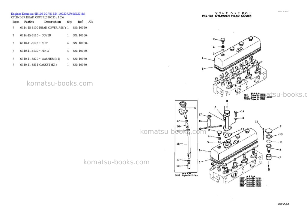 Komatsu 4d130-1g-vs s/n 10030-up Parts catalog cover Page 2 Komatsu 4d130-1g-vs s/n 10030-up Parts catalog cover Page 2