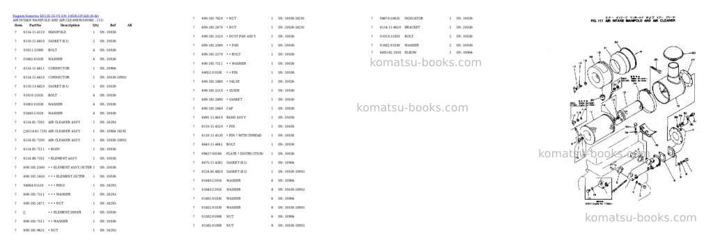Komatsu 4d130-1g-vs s/n 10030-up Parts catalog cover Page 3 Komatsu 4d130-1g-vs s/n 10030-up Parts catalog cover Page 3