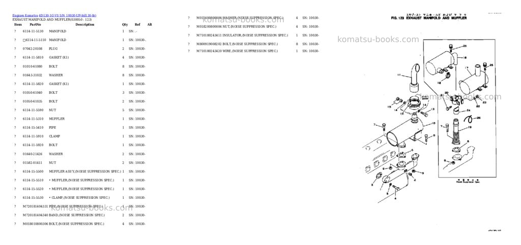Komatsu 4d130-1g-vs s/n 10030-up Parts catalog cover Page 4 Komatsu 4d130-1g-vs s/n 10030-up Parts catalog cover Page 4