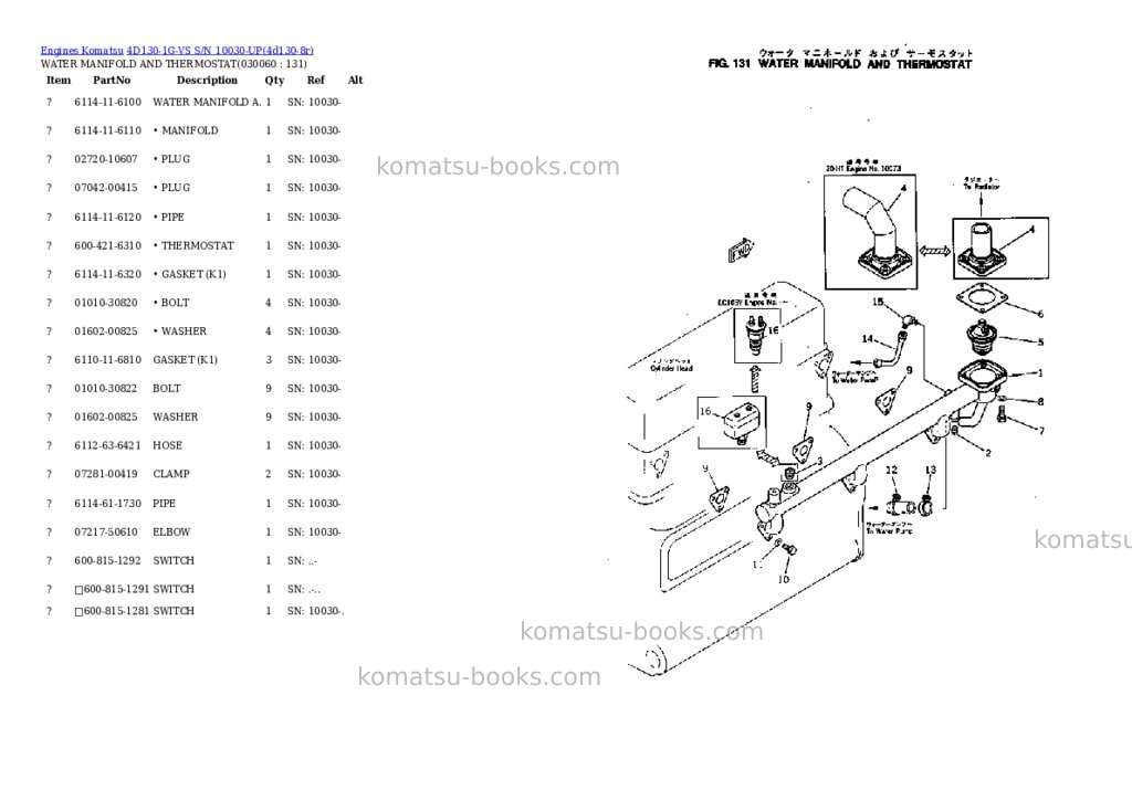 Komatsu 4d130-1g-vs s/n 10030-up Parts catalog cover Page 5 Komatsu 4d130-1g-vs s/n 10030-up Parts catalog cover Page 5