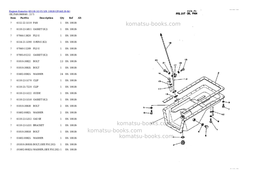 Komatsu 4d130-1g-vs s/n 10030-up Parts catalog cover Page 9 Komatsu 4d130-1g-vs s/n 10030-up Parts catalog cover Page 9