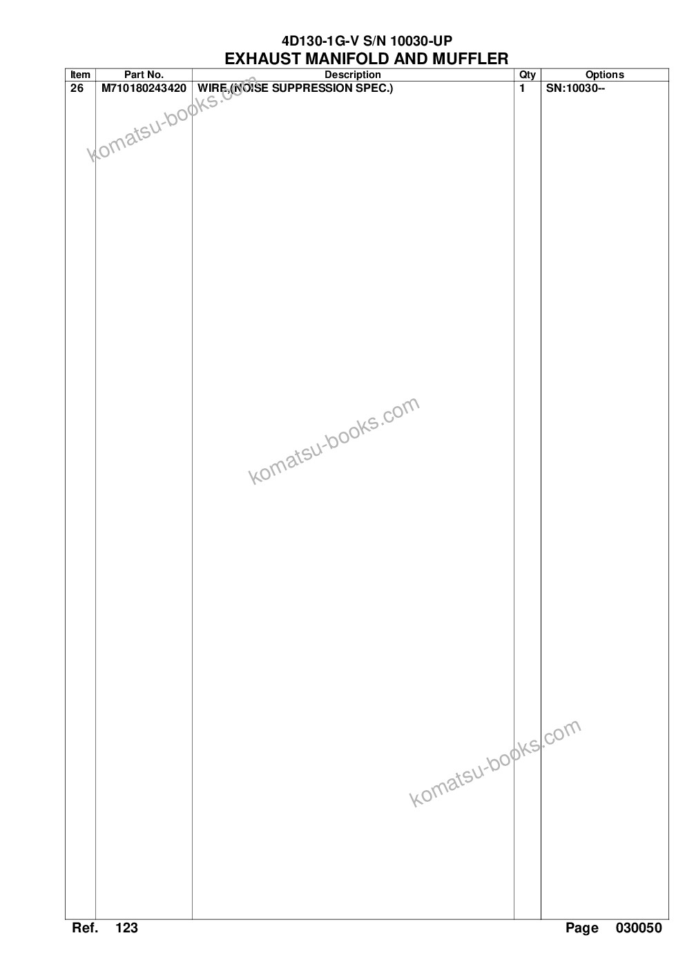 Komatsu 4d130-1g-v s/n 10030-up Parts catalog cover Page 10