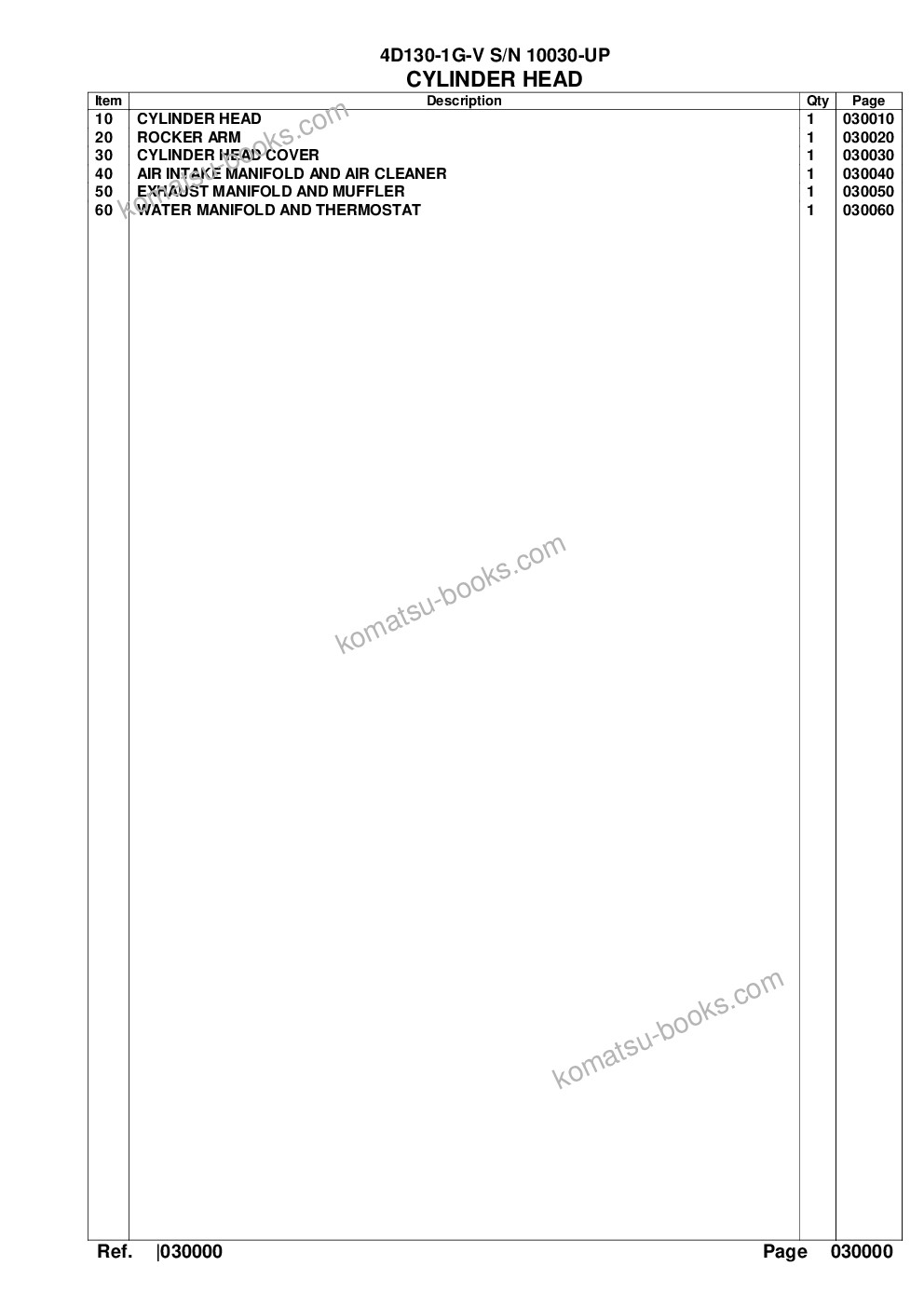 Komatsu 4d130-1g-v s/n 10030-up Parts catalog cover Page 2