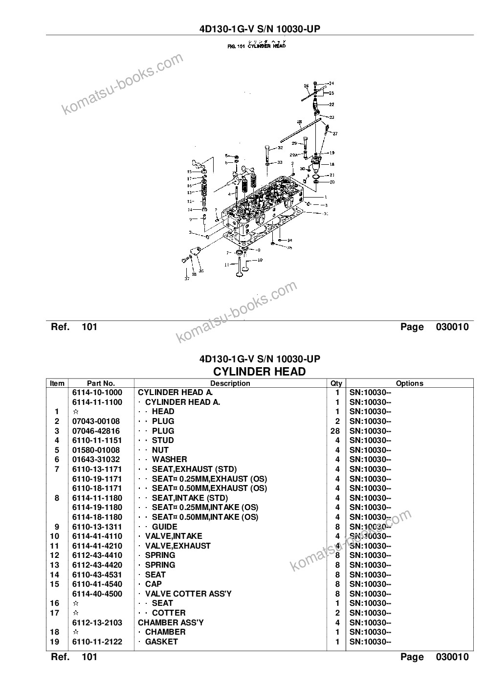 Komatsu 4d130-1g-v s/n 10030-up Parts catalog cover Page 3