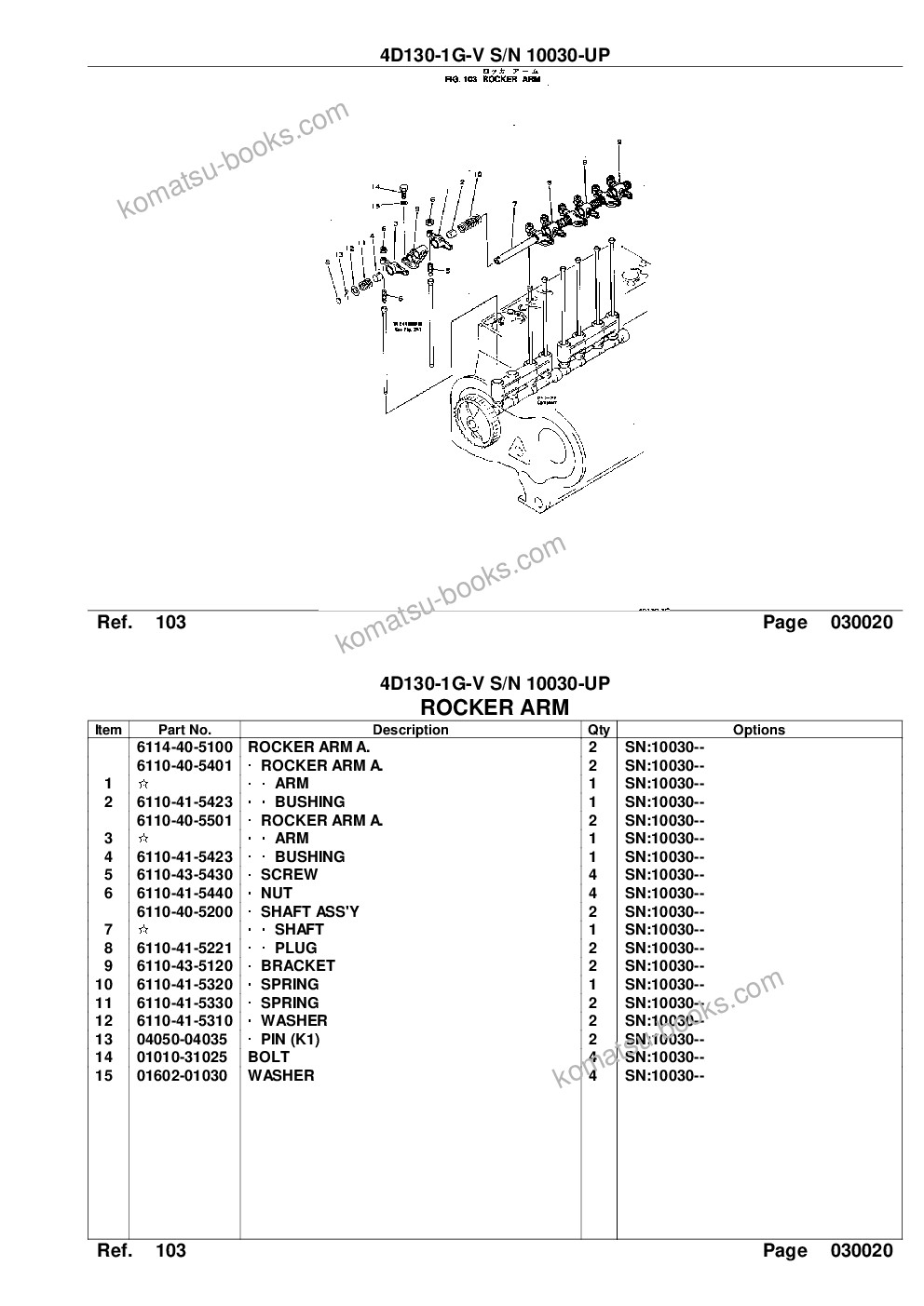 Komatsu 4d130-1g-v s/n 10030-up Parts catalog cover Page 5