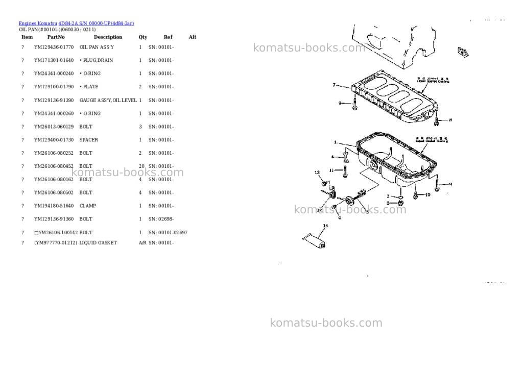 Komatsu 4D84-2A S/N 00000-UP Parts catalog cover Page 9 Komatsu 4D84-2A S/N 00000-UP Parts catalog cover Page 9