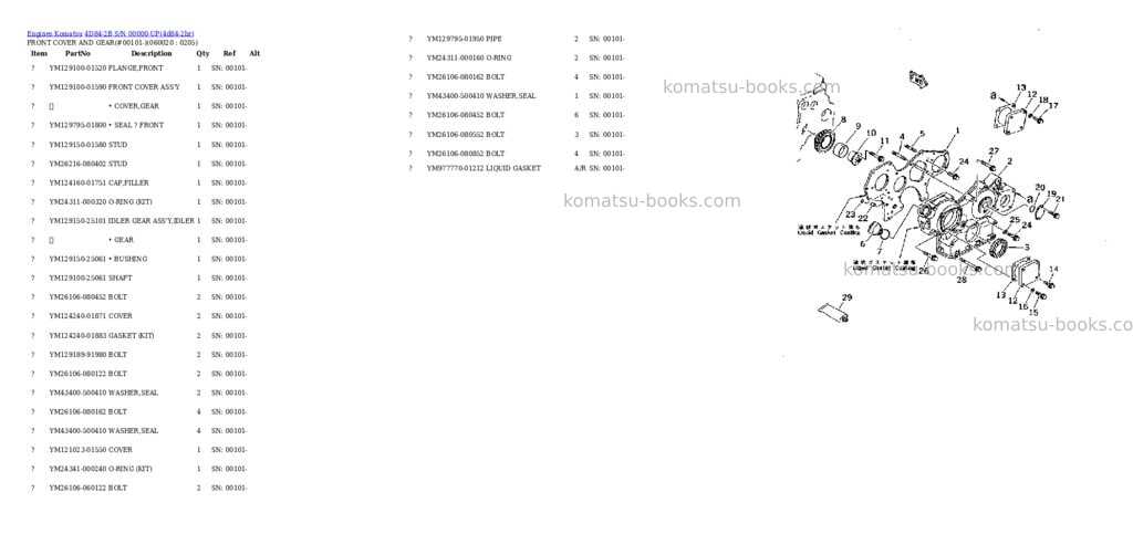 Komatsu 4D84-2B S/N 00000-UP Parts catalog cover Page 8