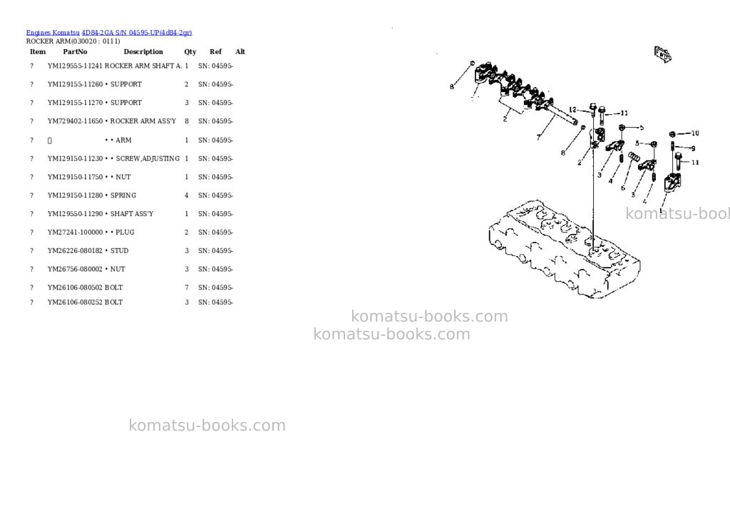 Komatsu 4D84-2GA S/N 04595-UP Parts catalog cover