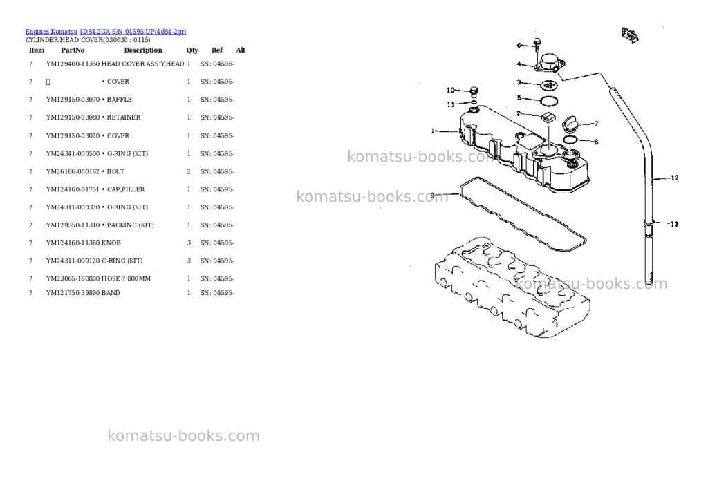Komatsu 4D84-2GA S/N 04595-UP Parts catalog cover Page 2