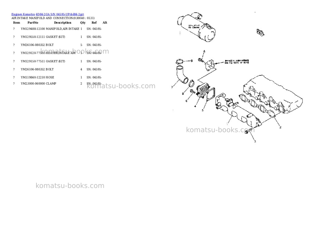 Komatsu 4D84-2GA S/N 04595-UP Parts catalog cover Page 3