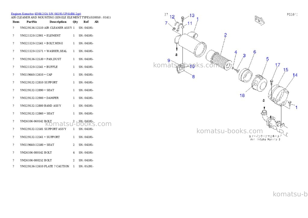 Komatsu 4D84-2GA S/N 04595-UP Parts catalog cover Page 4