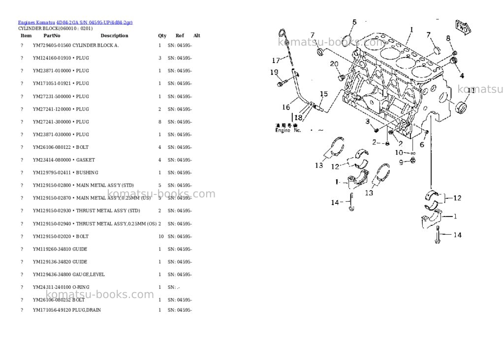 Komatsu 4D84-2GA S/N 04595-UP Parts catalog cover Page 7