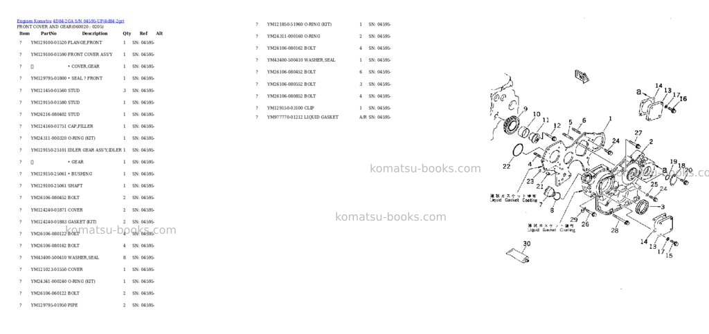Komatsu 4D84-2GA S/N 04595-UP Parts catalog cover Page 8