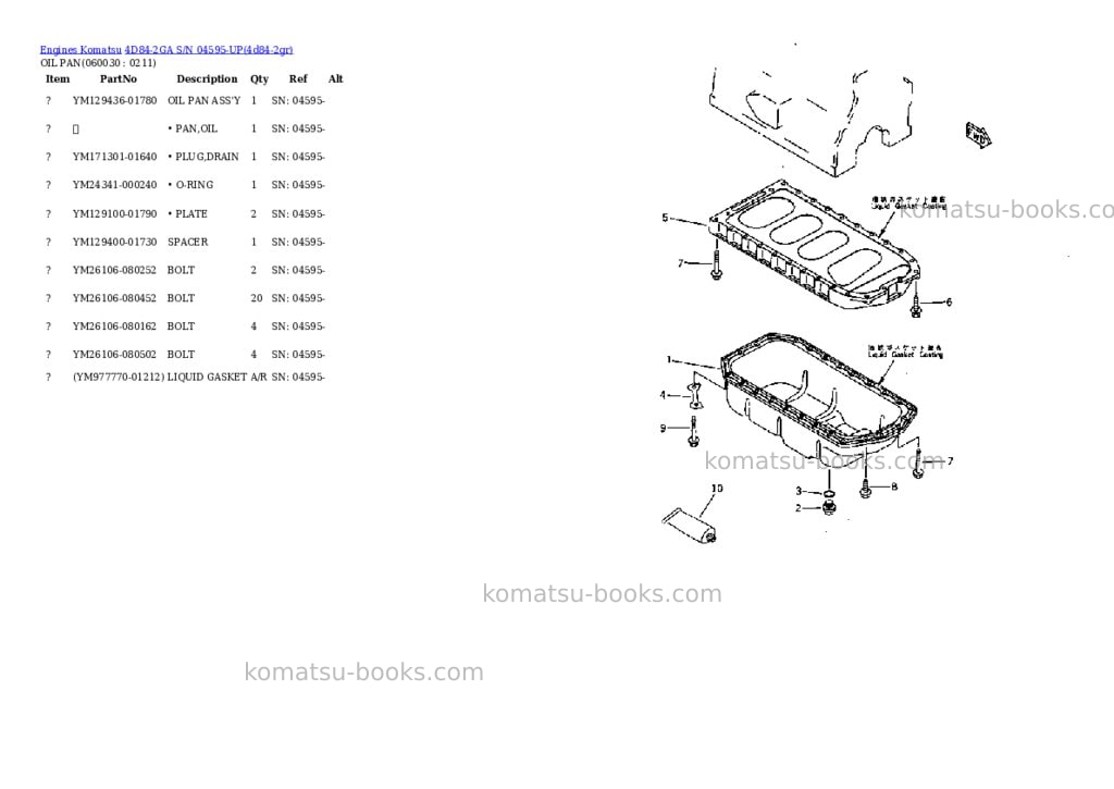 Komatsu 4D84-2GA S/N 04595-UP Parts catalog cover Page 9