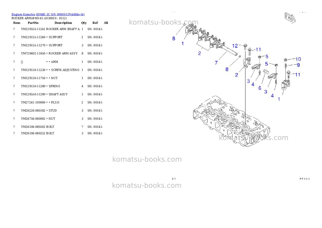 Komatsu 4d84e-3c s/n 00000-up Parts catalog cover