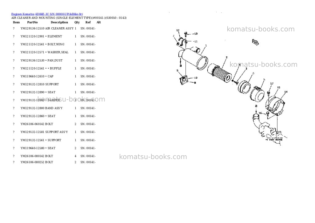Komatsu 4d84e-3c s/n 00000-up Parts catalog cover Page 4