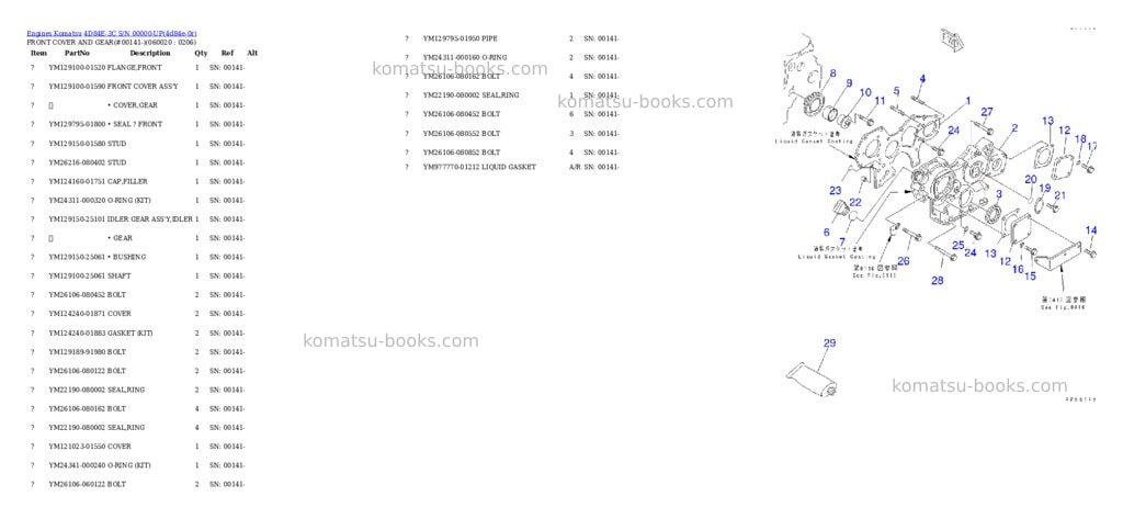 Komatsu 4d84e-3c s/n 00000-up Parts catalog cover Page 8