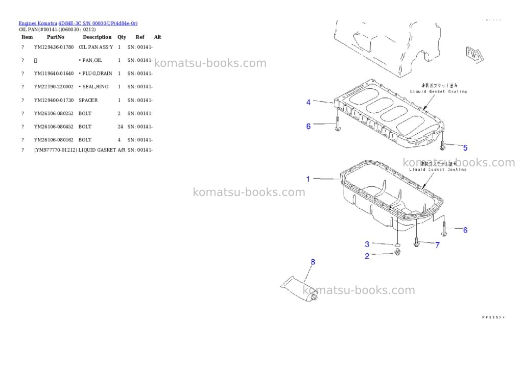 Komatsu 4d84e-3c s/n 00000-up Parts catalog cover Page 9