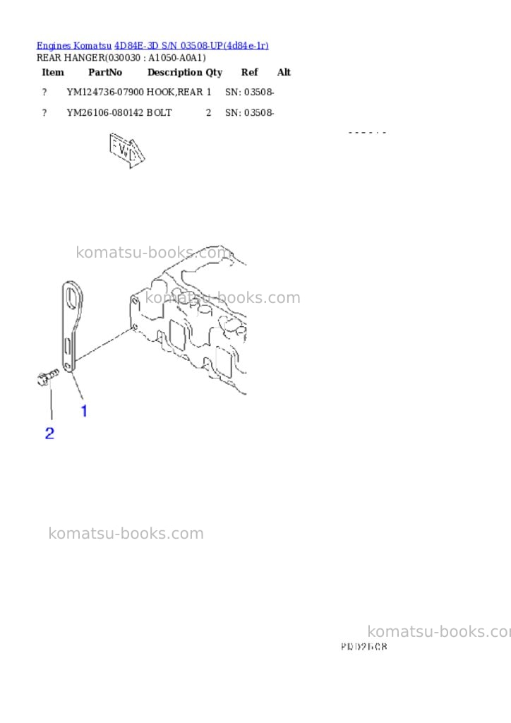 Komatsu 4D84E-3D S/N 03508-UP Parts catalog cover Page 2