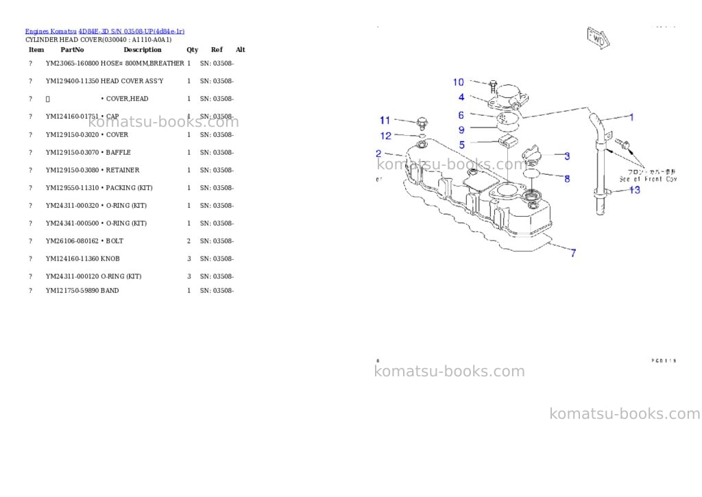 Komatsu 4D84E-3D S/N 03508-UP Parts catalog cover Page 3
