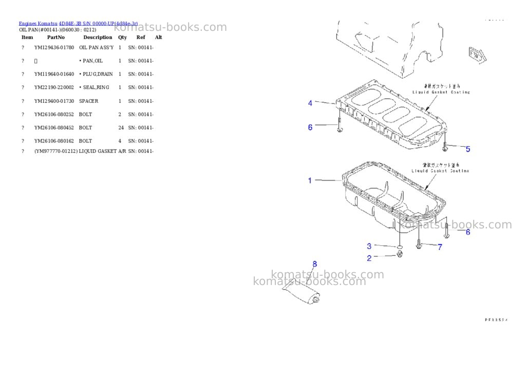 Komatsu 4D84E-3B S/N 00000-UP Parts catalog cover Page 8 Komatsu 4D84E-3B S/N 00000-UP Parts catalog cover Page 8