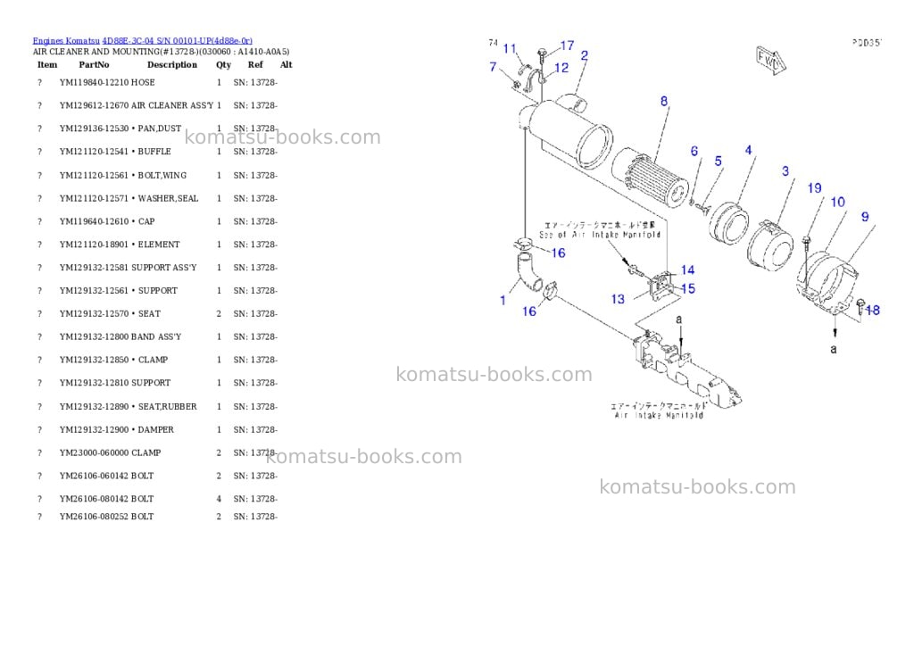 Komatsu 4d88e-3c-04 s/n 00101-up Parts catalog cover Page 5 Komatsu 4d88e-3c-04 s/n 00101-up Parts catalog cover Page 5