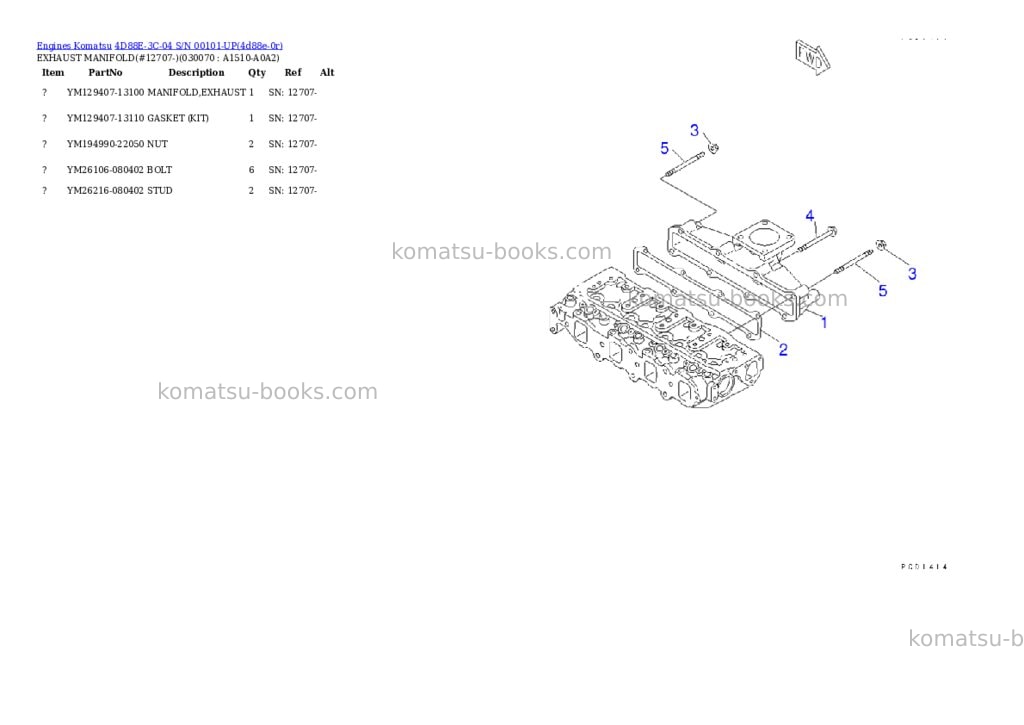 Komatsu 4d88e-3c-04 s/n 00101-up Parts catalog cover Page 6 Komatsu 4d88e-3c-04 s/n 00101-up Parts catalog cover Page 6