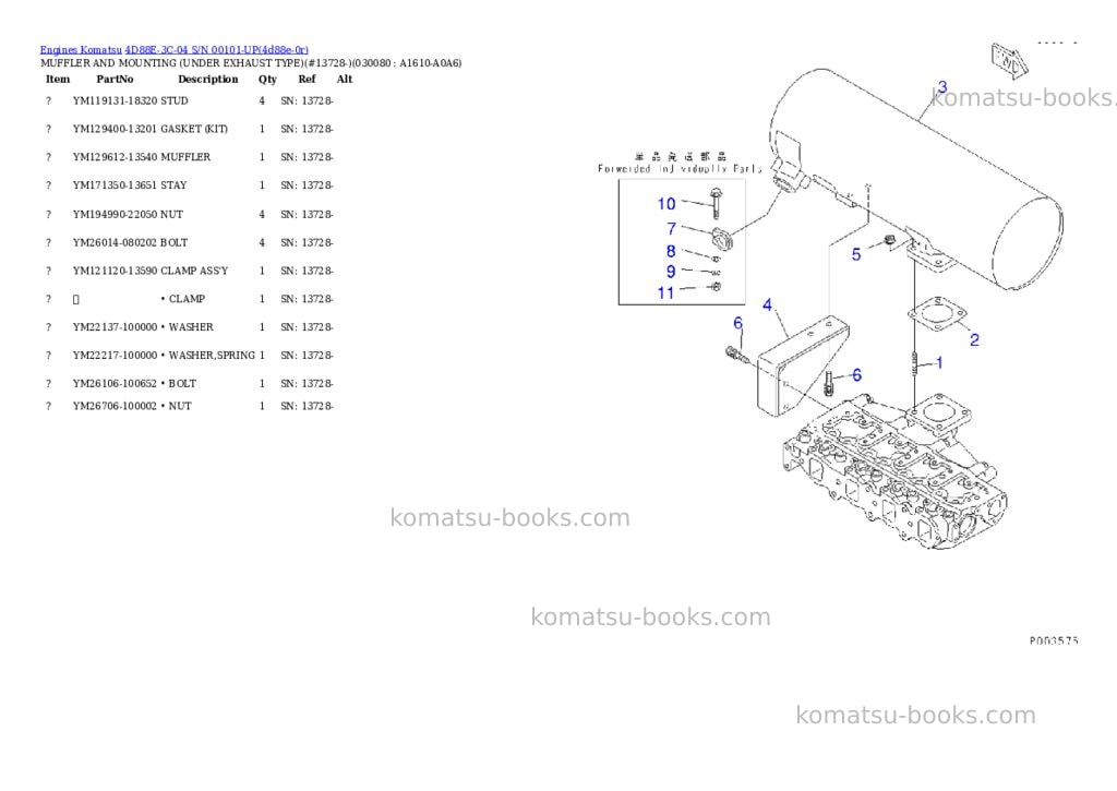 Komatsu 4d88e-3c-04 s/n 00101-up Parts catalog cover Page 7 Komatsu 4d88e-3c-04 s/n 00101-up Parts catalog cover Page 7